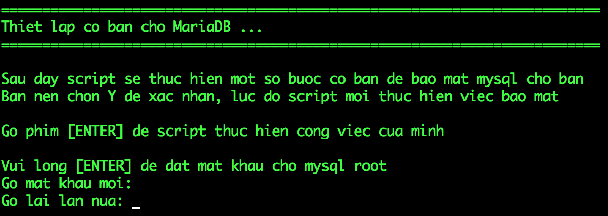 Thiet lap cho Maria DB