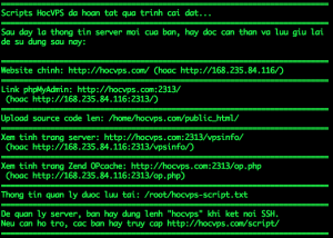 Cai dat xong HocVPS Script