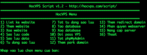 HocVPS Script v1.2