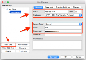 filezilla sftp on port 2222